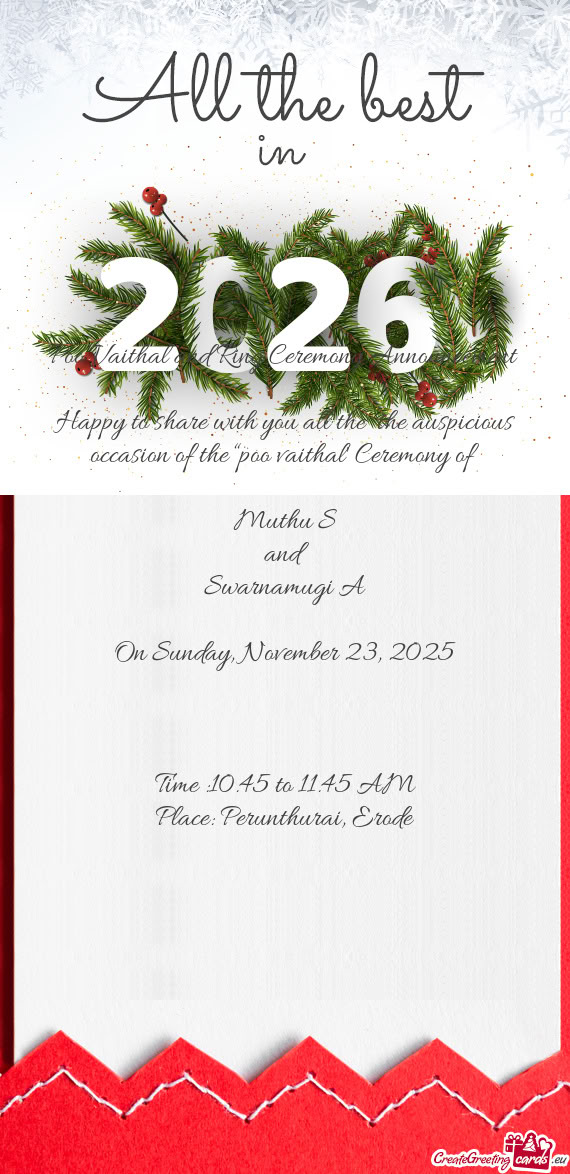 Poo Vaithal and Ring Ceremony Announcement