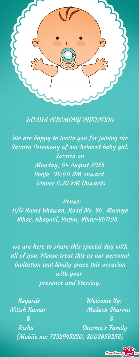 Pooja 09:00 AM onward