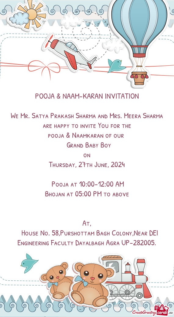 POOJA & NAAM-KARAN INVITATION