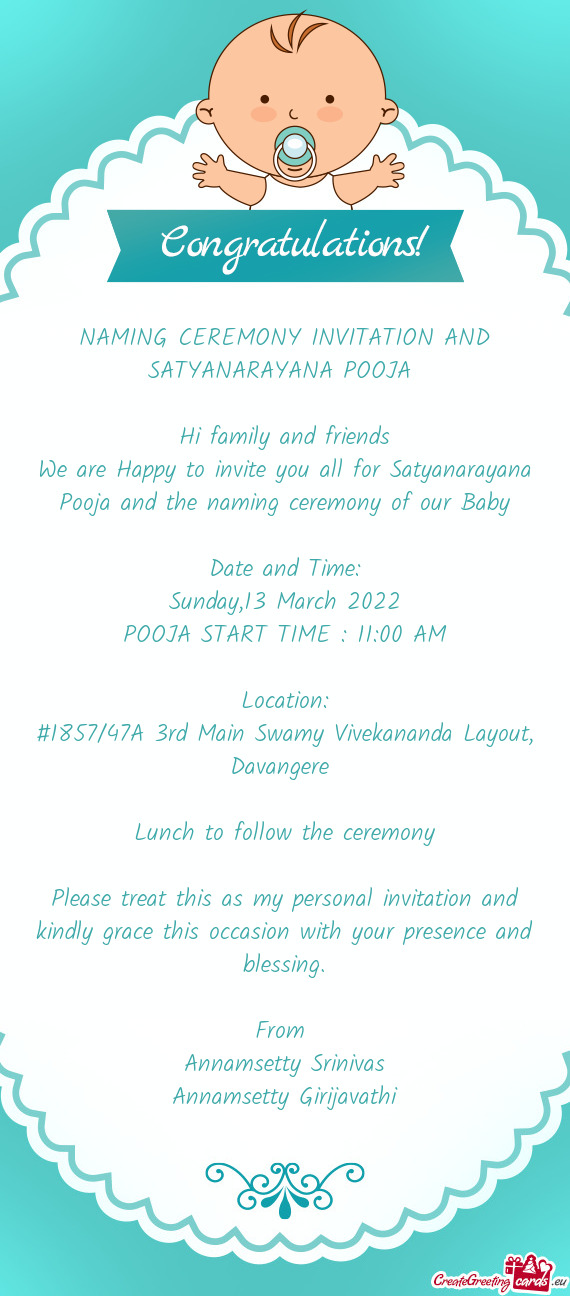 POOJA START TIME : 11:00 AM