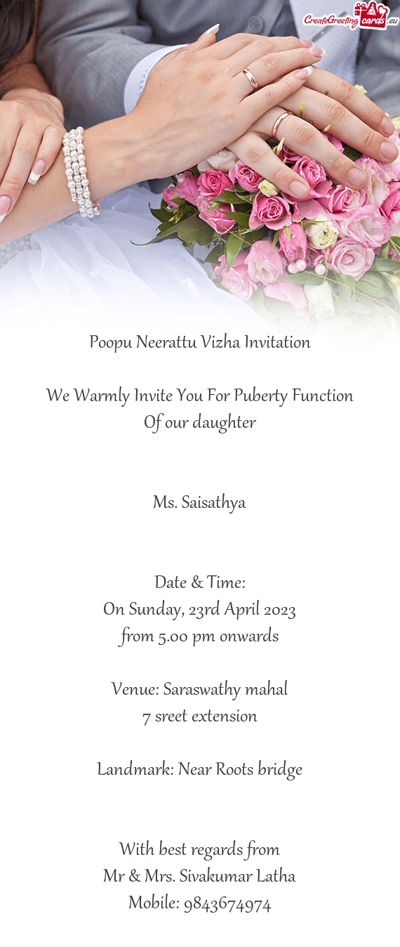 Poopu Neerattu Vizha Invitation