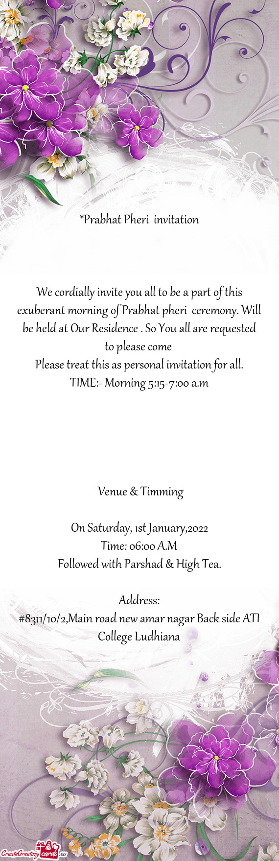 Prabhat Pheri invitation