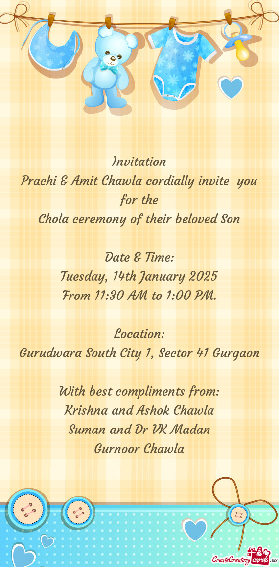 Prachi & Amit Chawla cordially invite you for the