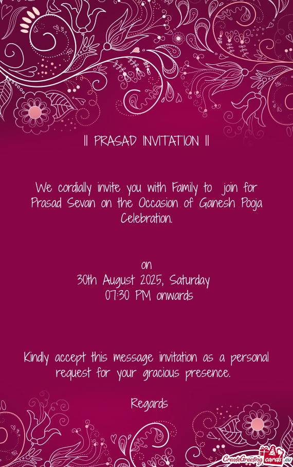 || PRASAD INVITATION ||