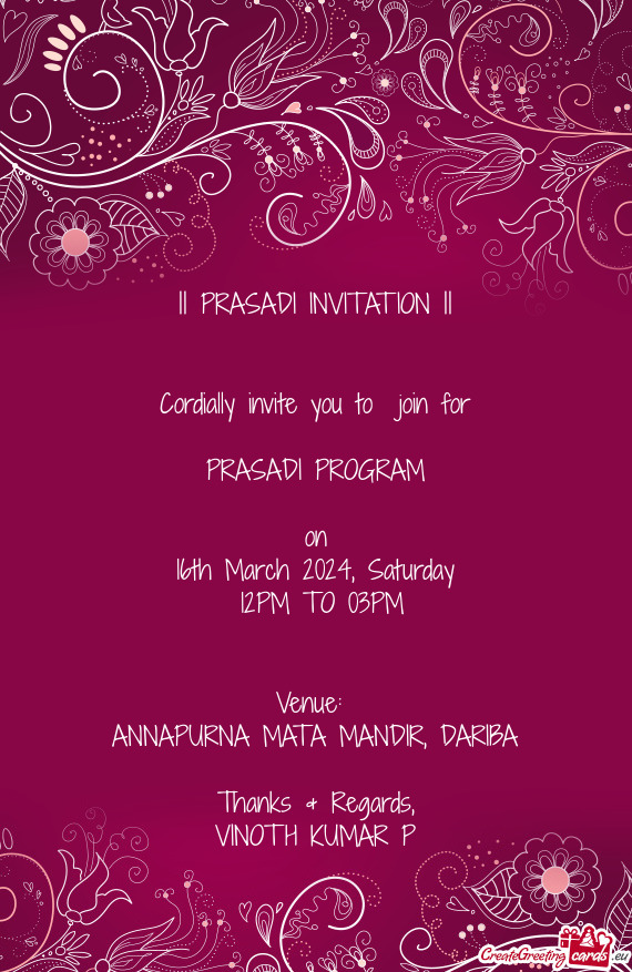 PRASADI PROGRAM