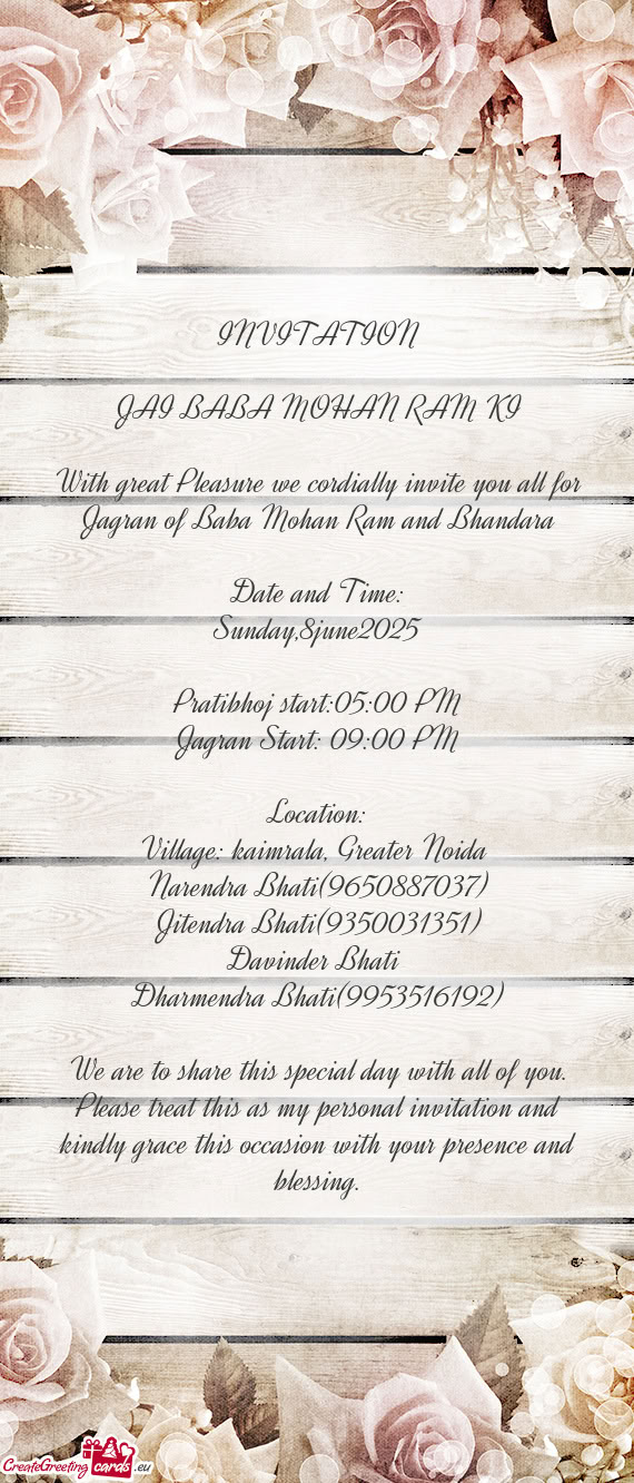 Pratibhoj start:05:00 PM