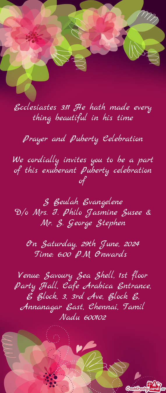 Prayer and Puberty Celebration