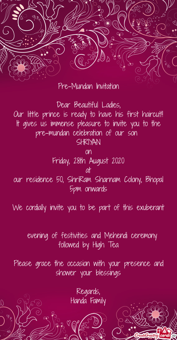 Pre-Mundan Invitation