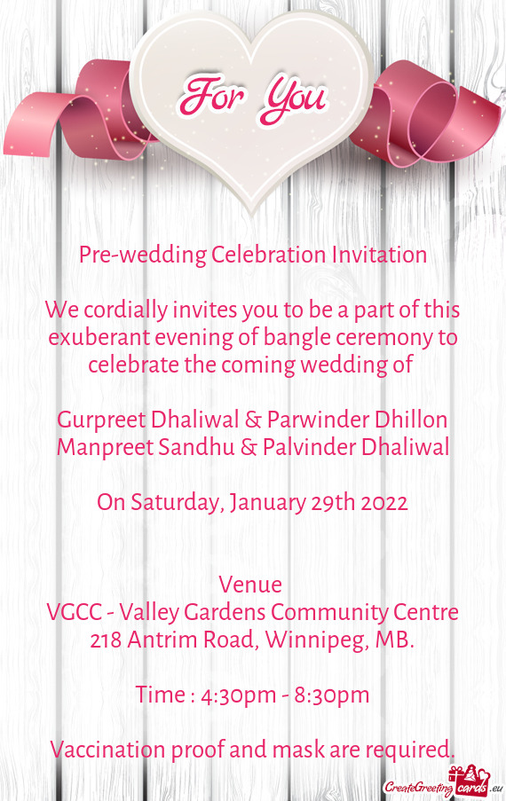 Pre-wedding Celebration Invitation