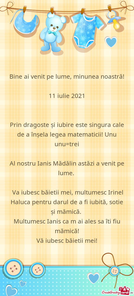 Prin dragoste și iubire este singura cale de a înșela legea matematicii! Unu+unu=trei