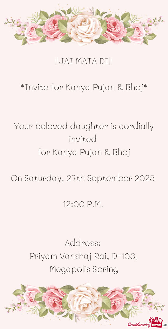 Priyam Vanshaj Rai, D-103, Megapolis Spring