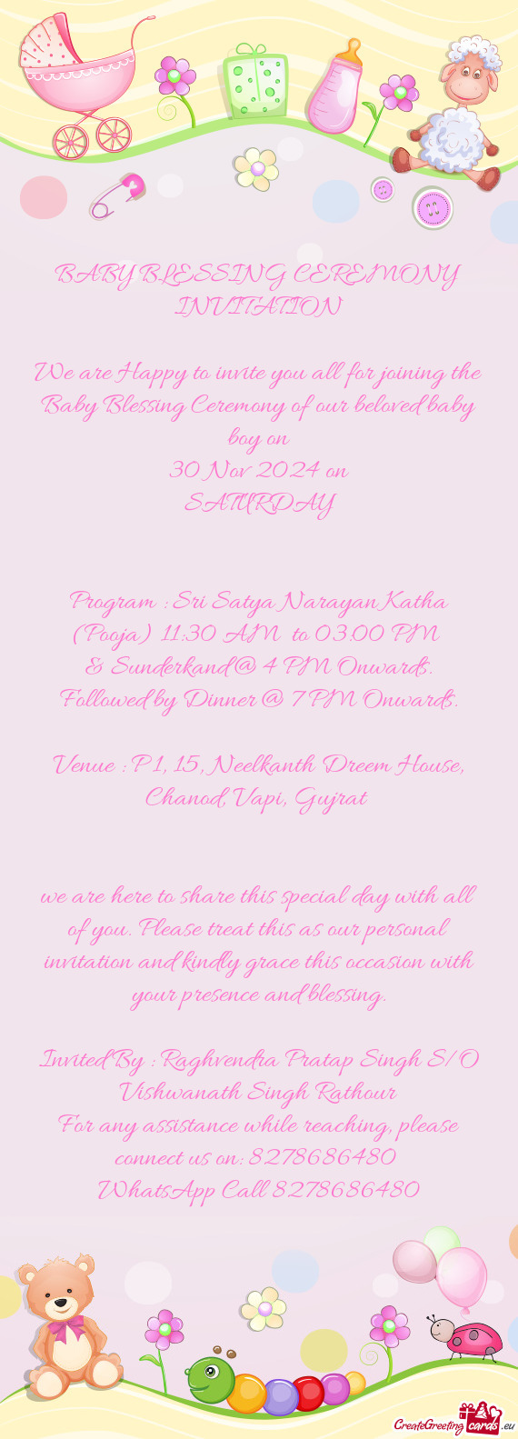 Program : Sri Satya Narayan Katha (Pooja) 11:30 AM to 03:00 PM