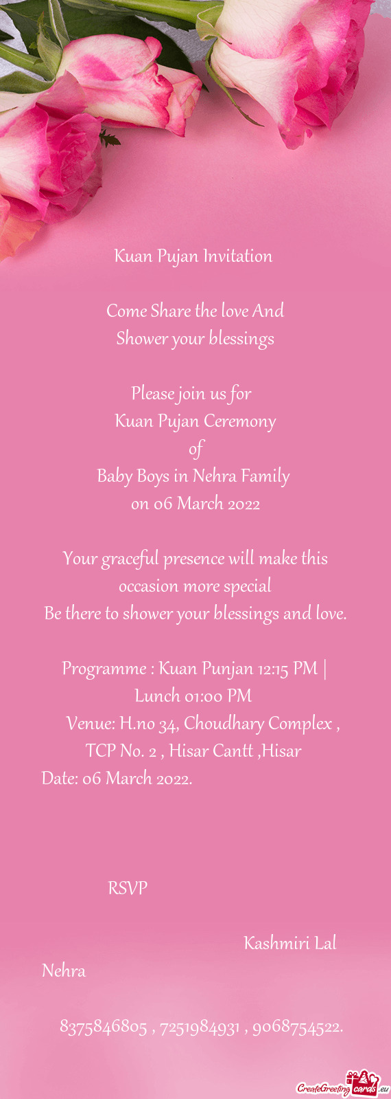 Programme : Kuan Punjan 12:15 PM | Lunch 01:00 PM