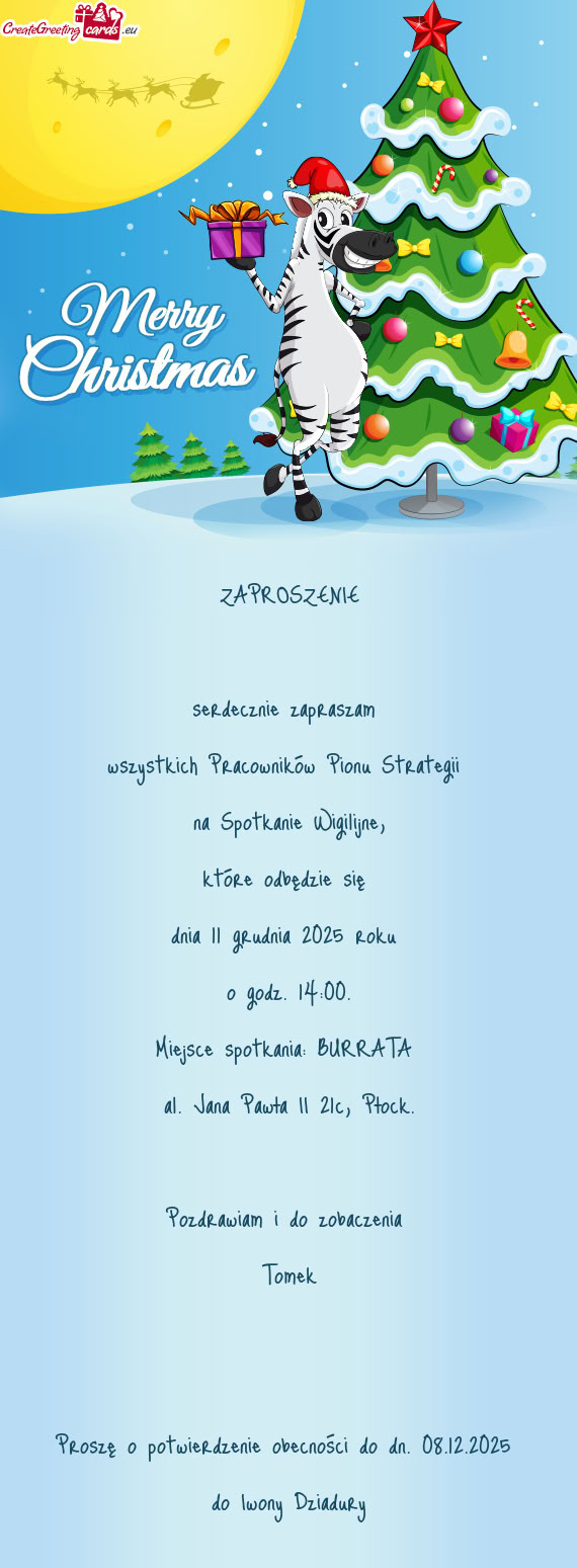 Proszę o potwierdzenie obecności do dn. 08.12.2025