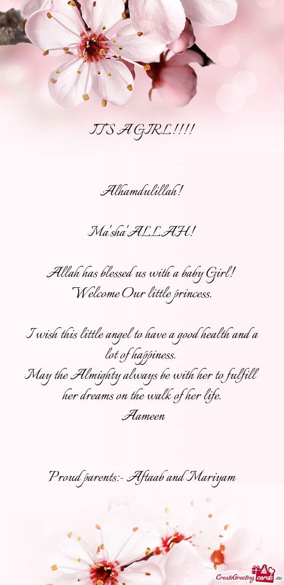 Proud parents:- Aftaab and Mariyam