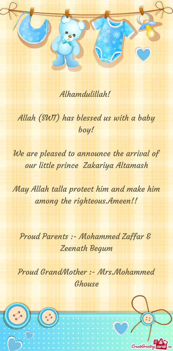 Proud Parents :- Mohammed Zaffar &