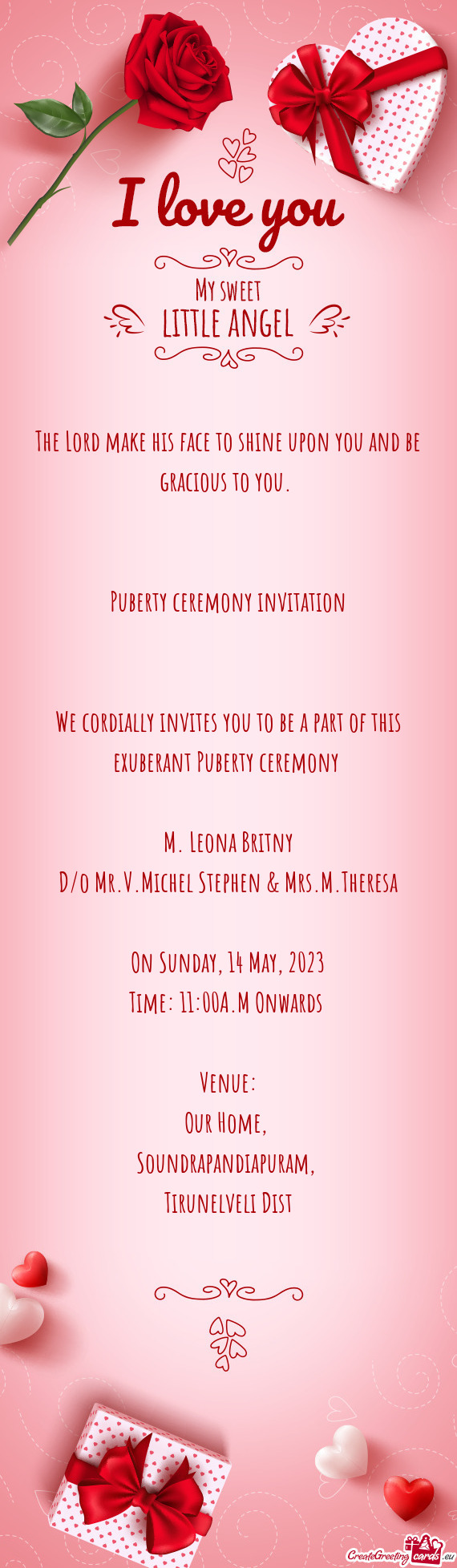 Puberty ceremony invitation  We cordially invites you to be a part of this exuberant Pube