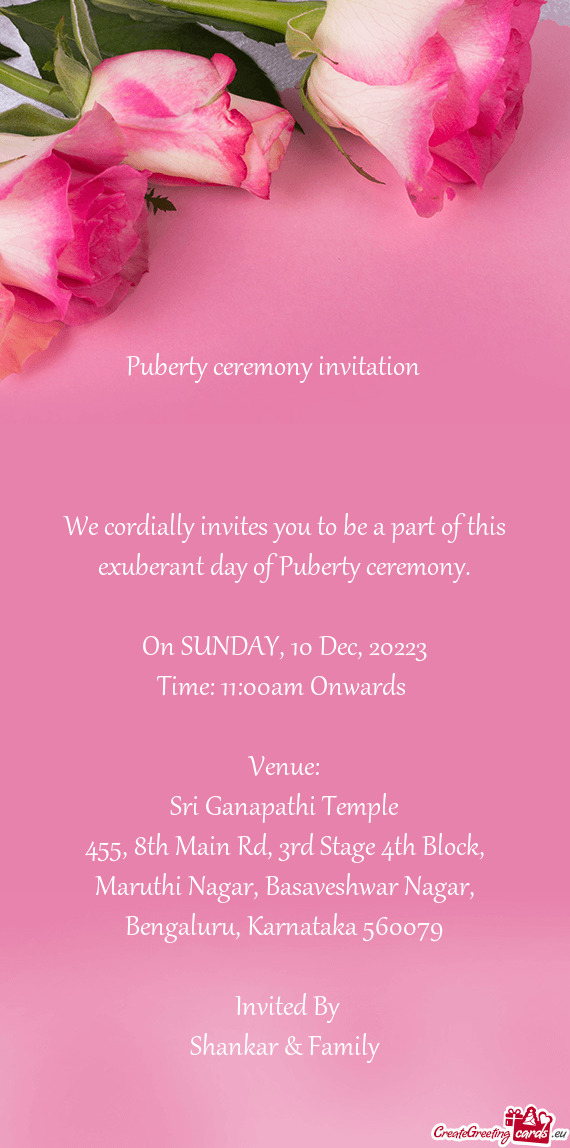 Puberty ceremony invitation♥️