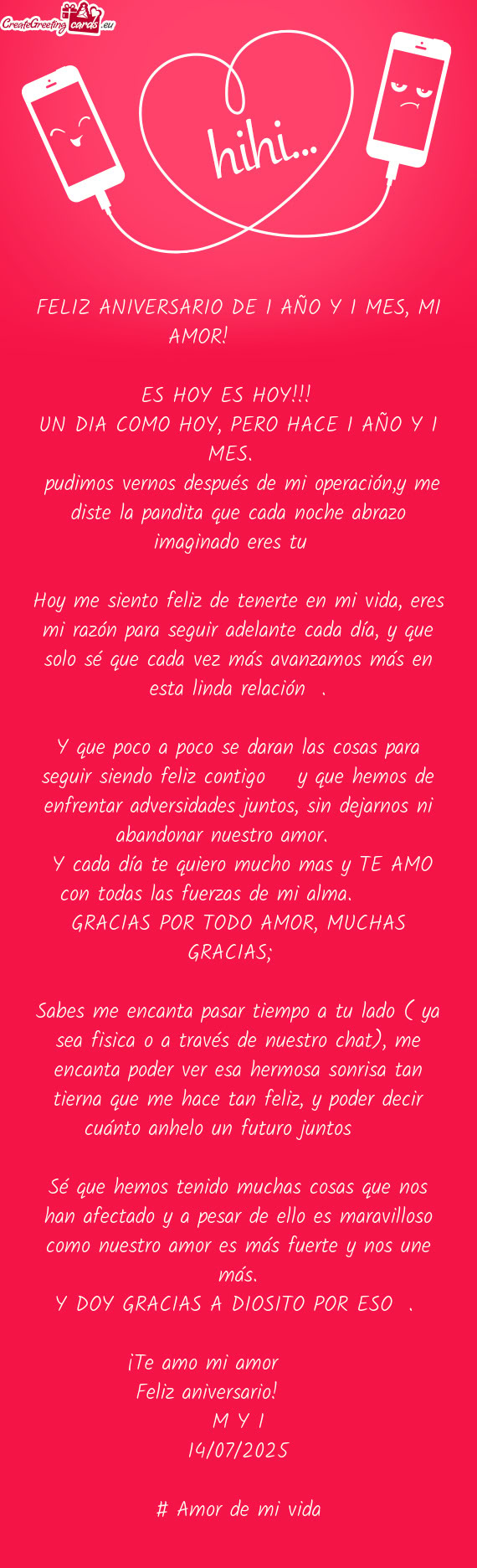 Pudimos vernos después de mi operación,y me diste la pandita que cada noche abrazo imaginado eres