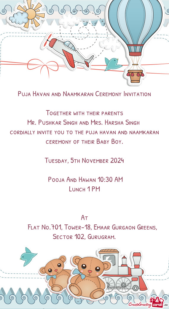 Puja Havan and Naamkaran Ceremony Invitation