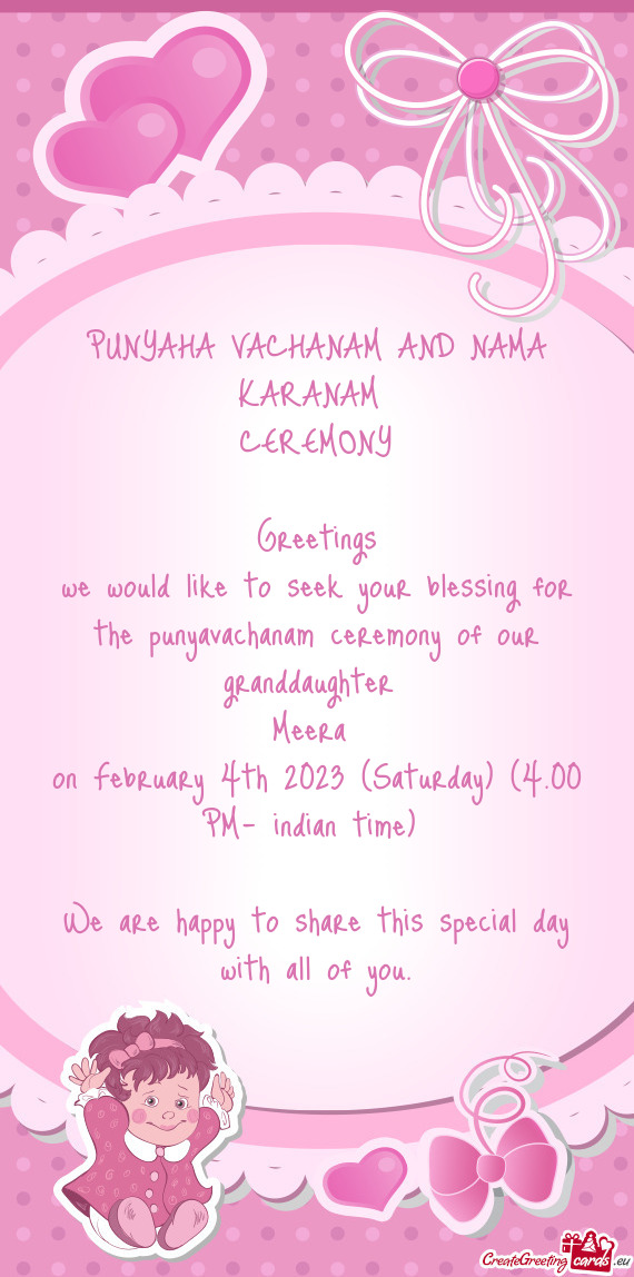 PUNYAHA VACHANAM AND NAMA KARANAM