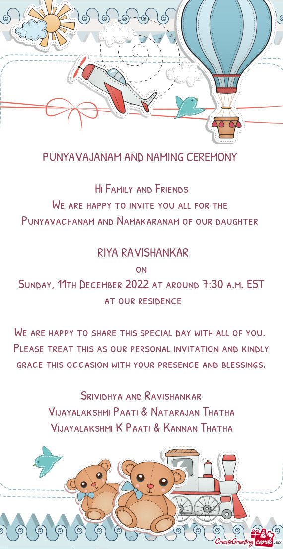 PUNYAVAJANAM AND NAMING CEREMONY