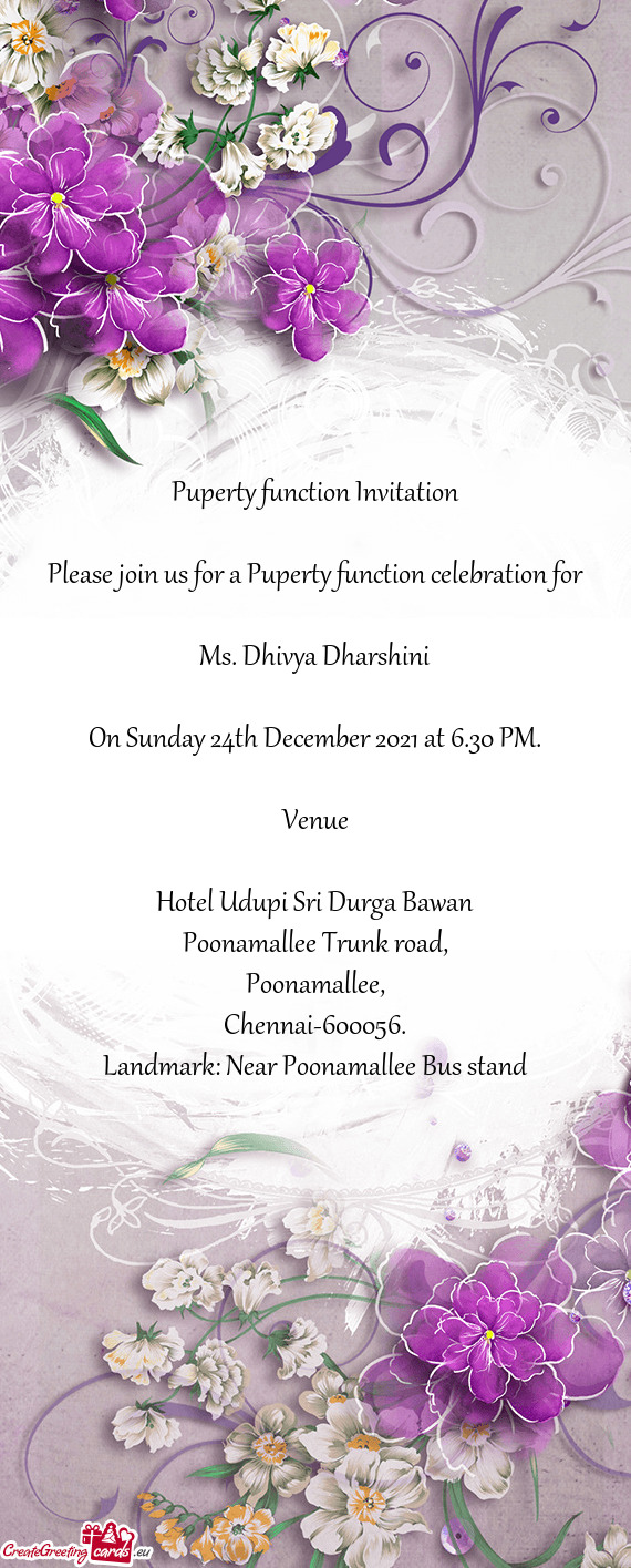 Puperty function Invitation