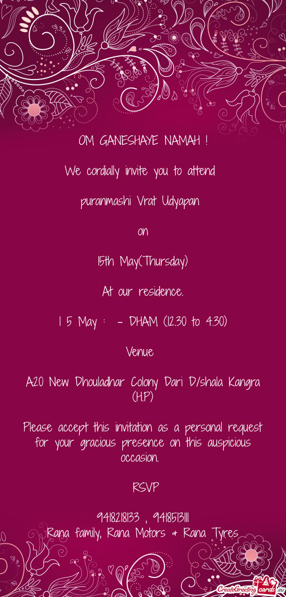 Puranmashi Vrat Udyapan