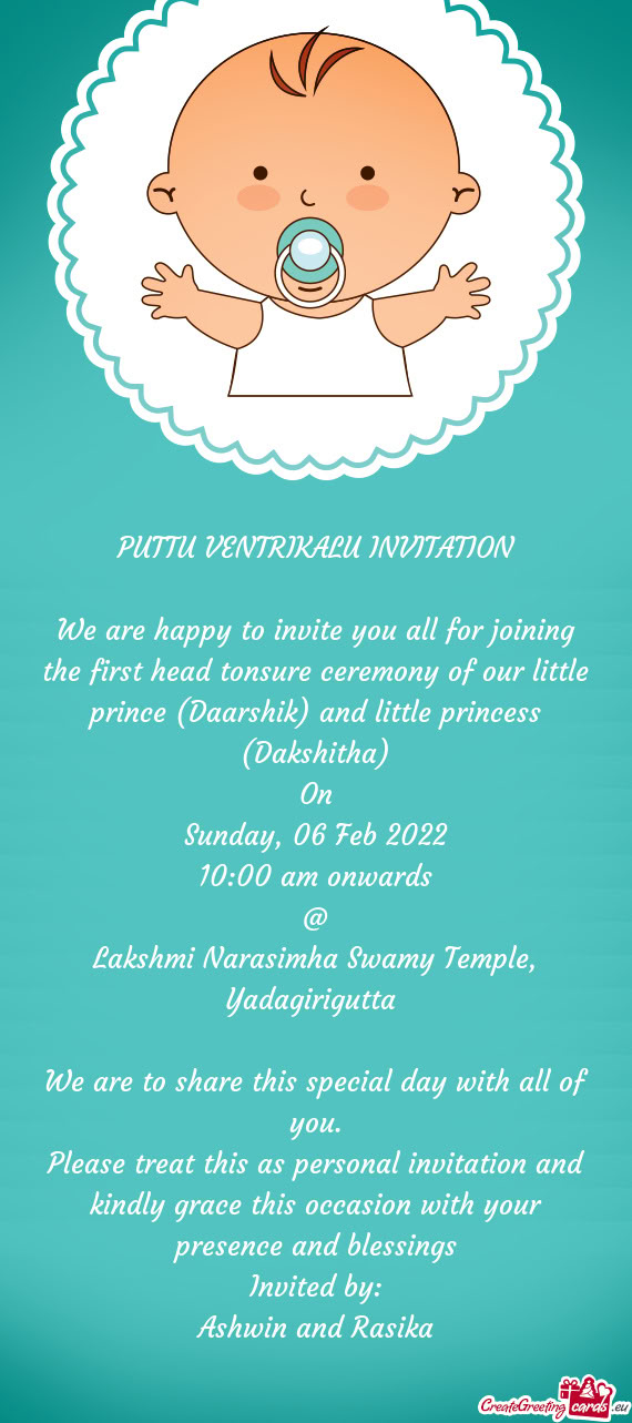 PUTTU VENTRIKALU INVITATION