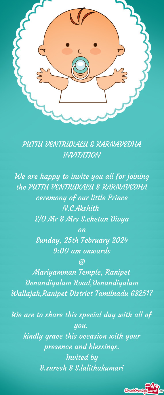 PUTTU VENTRUKALU & KARNAVEDHA INVITATION