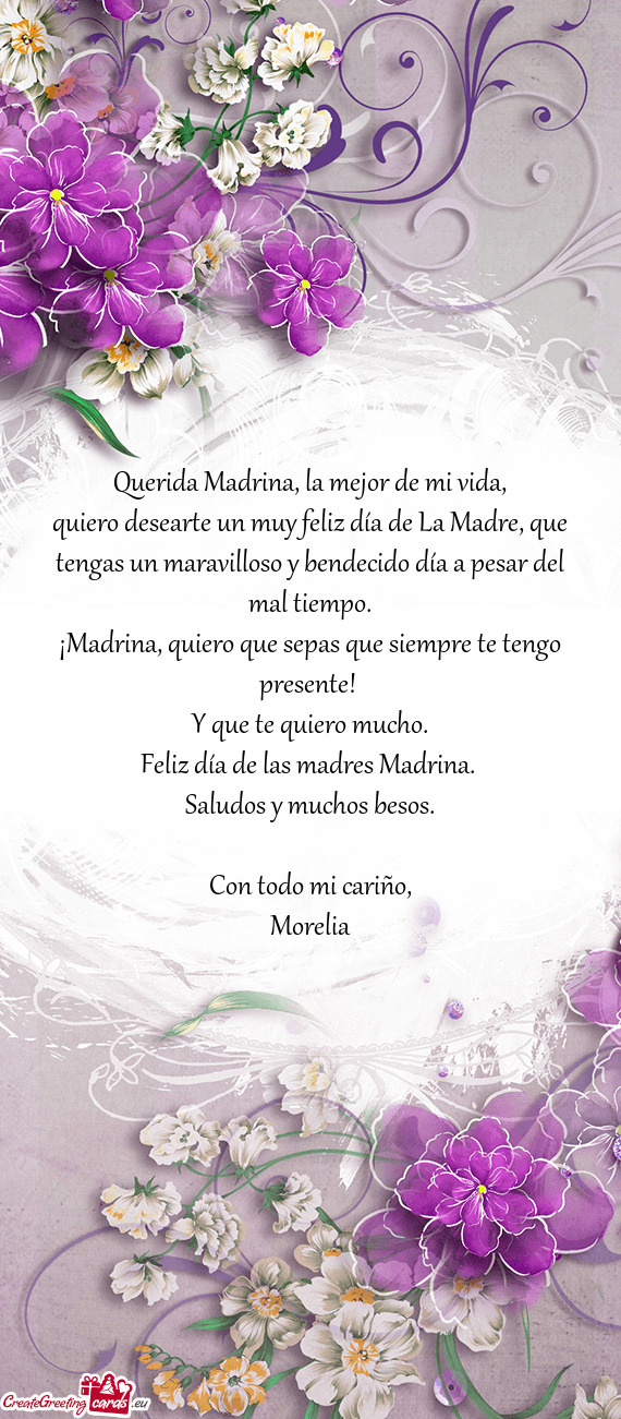 Querida Madrina, la mejor de mi vida