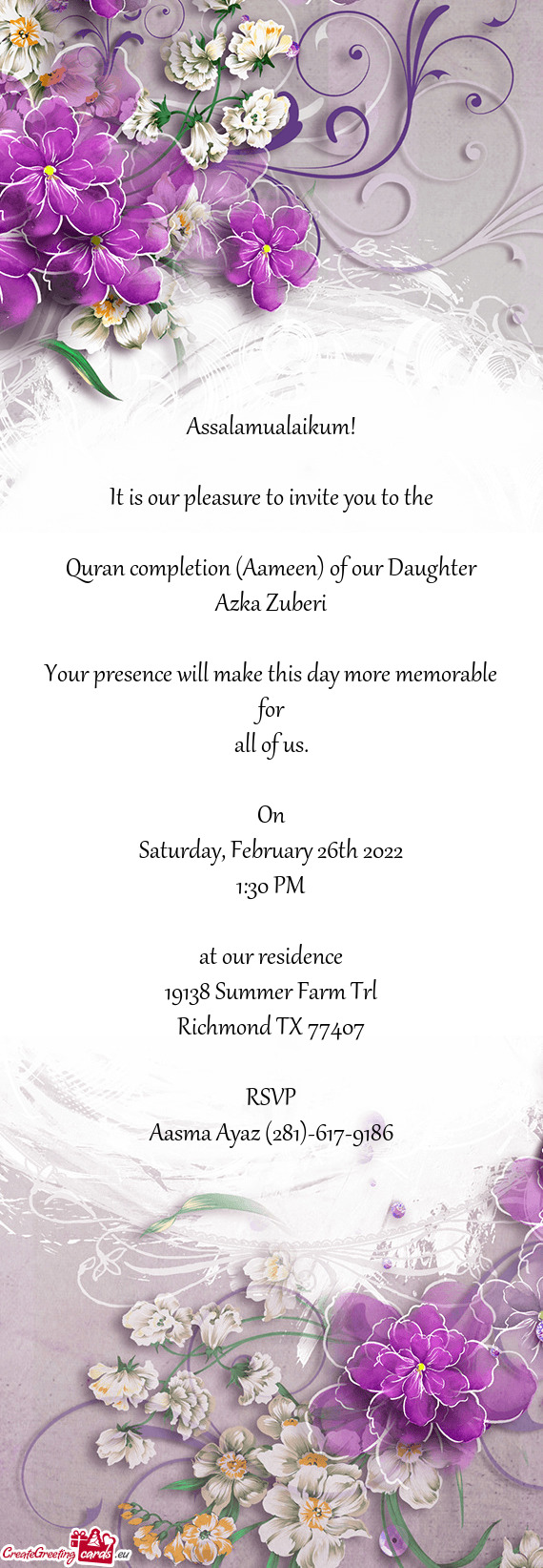 Quran completion (Aameen) of our Daughter