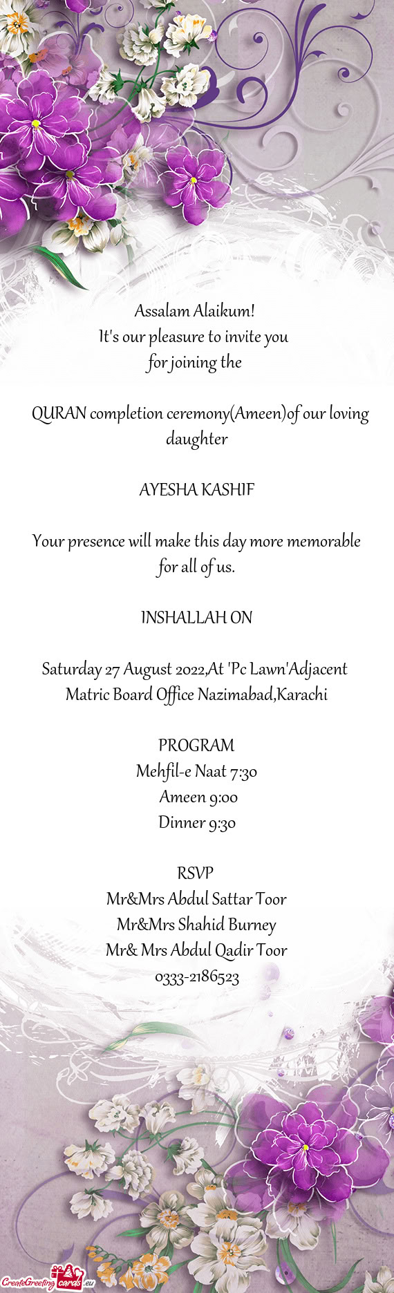 QURAN completion ceremony(Ameen)of our loving daughter