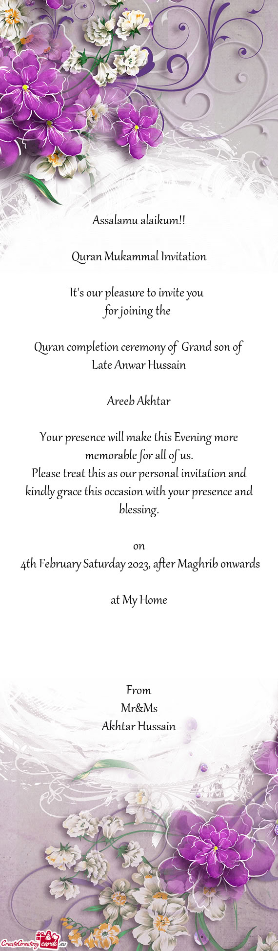 Quran completion ceremony of Grand son of