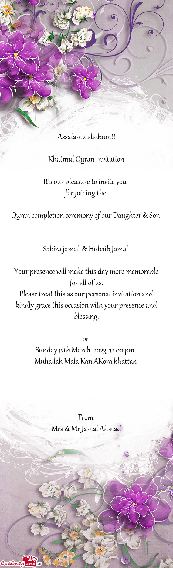 Quran completion ceremony of our Daughter