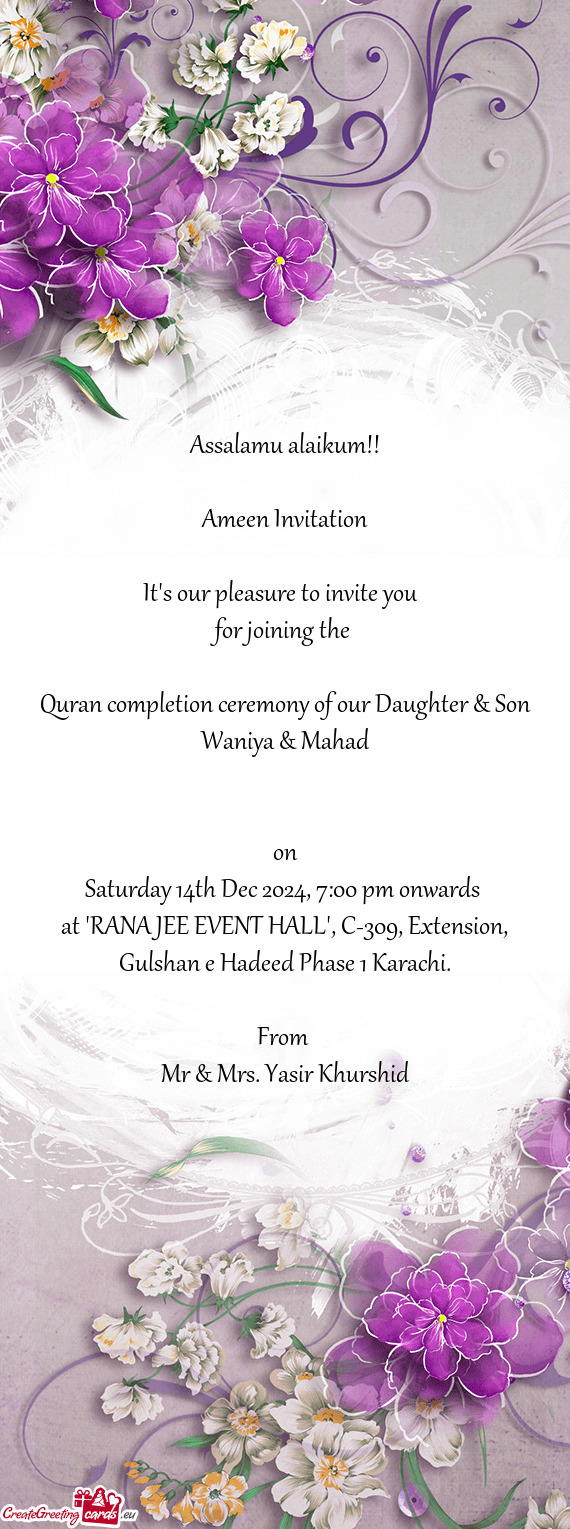 Quran completion ceremony of our Daughter & Son