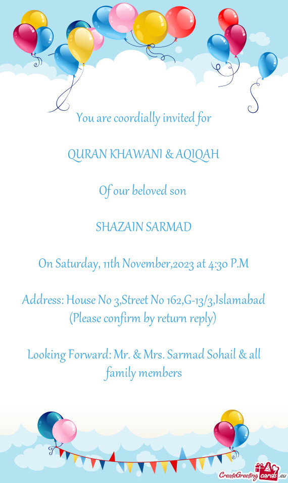 QURAN KHAWANI & AQIQAH