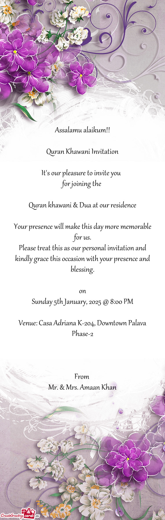 Quran khawani & Dua at our residence