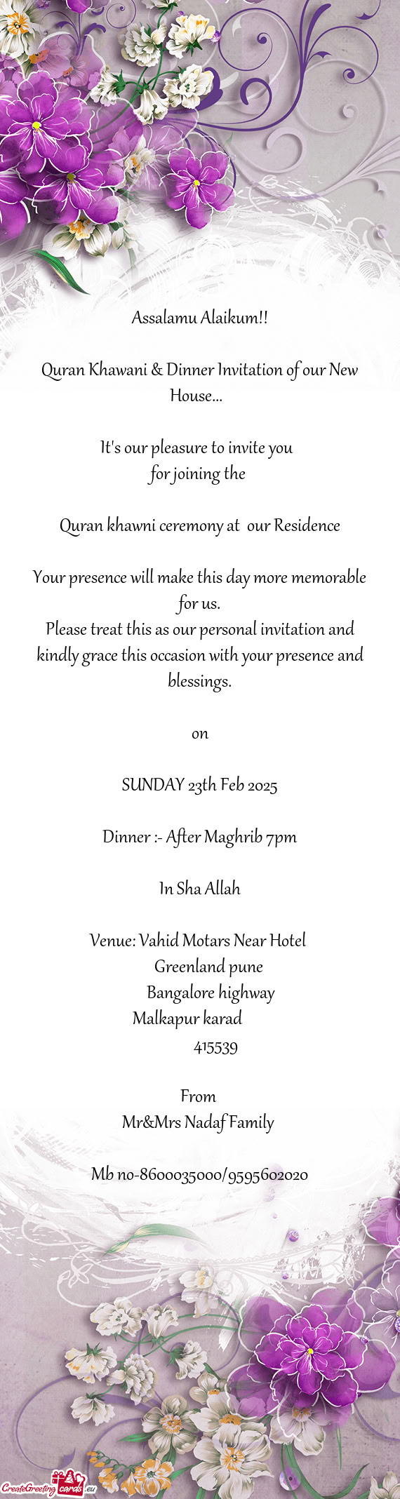 Quran khawni ceremony at our Residence