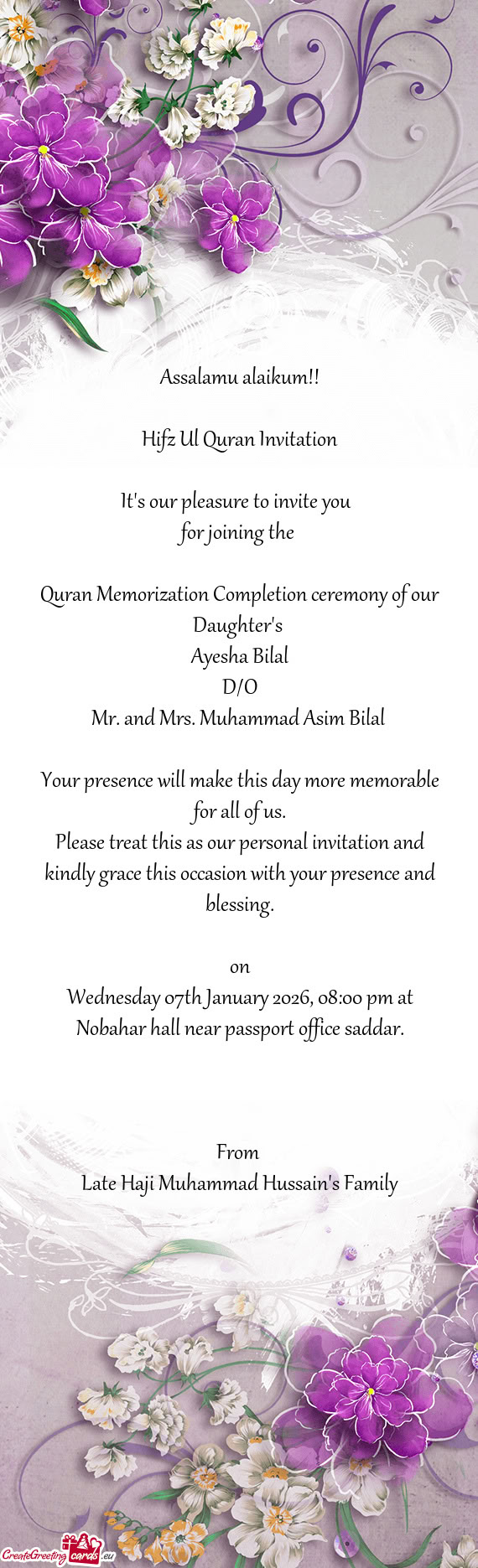 Quran Memorization Completion ceremony of our Daughter's