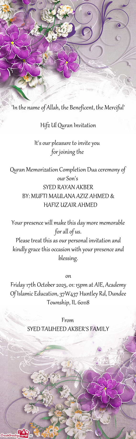 Quran Memorization Completion Dua ceremony of our Son's