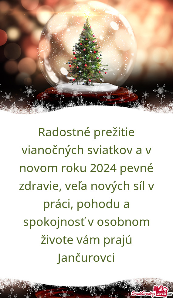 Radostné prežitie vianočných sviatkov a v novom roku 2024 pevné zdravie, veľa nových síl v p