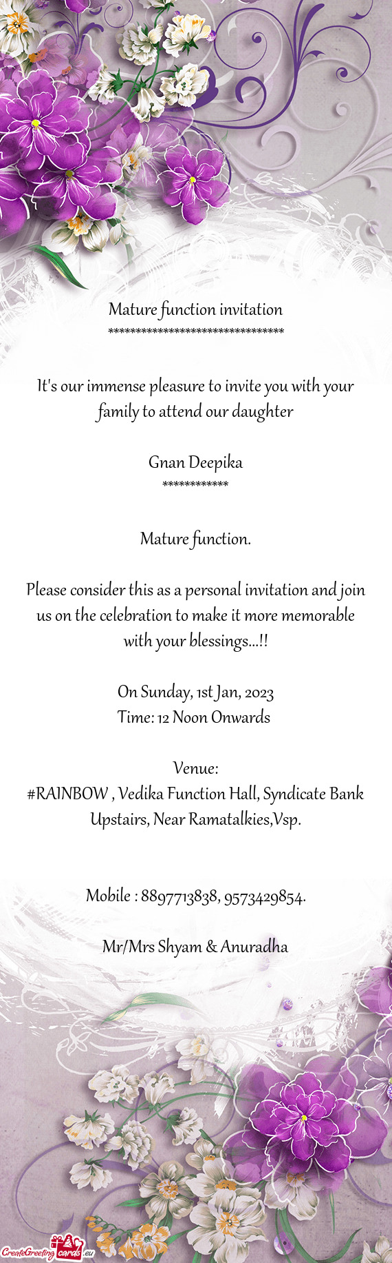 #RAINBOW , Vedika Function Hall, Syndicate Bank Upstairs, Near Ramatalkies,Vsp