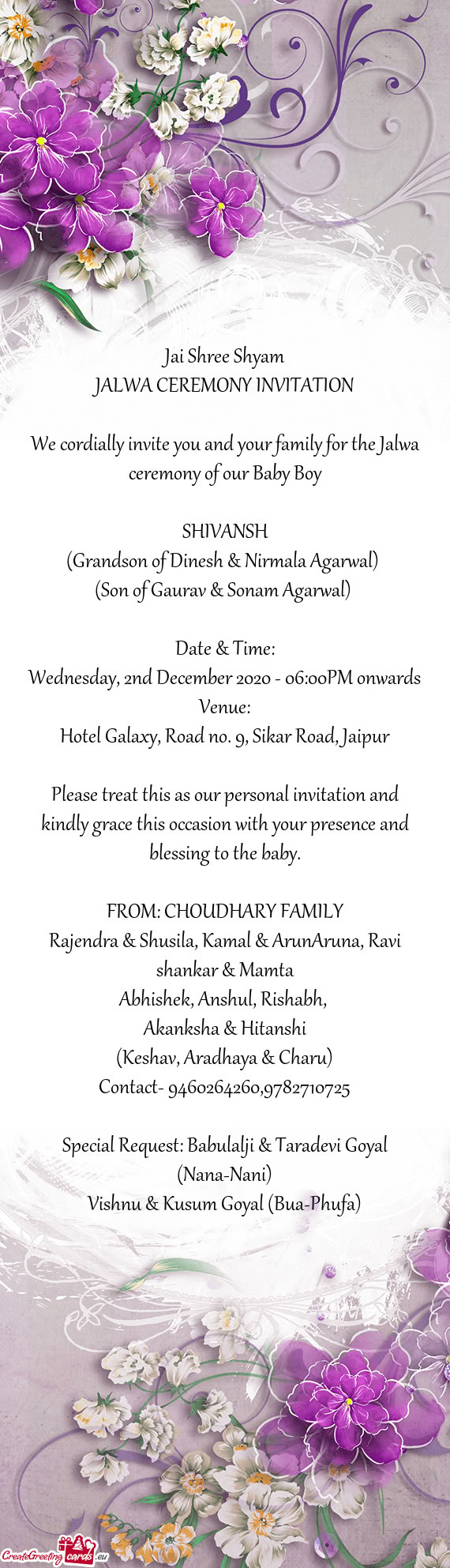 Rajendra & Shusila, Kamal & ArunAruna, Ravi shankar & Mamta