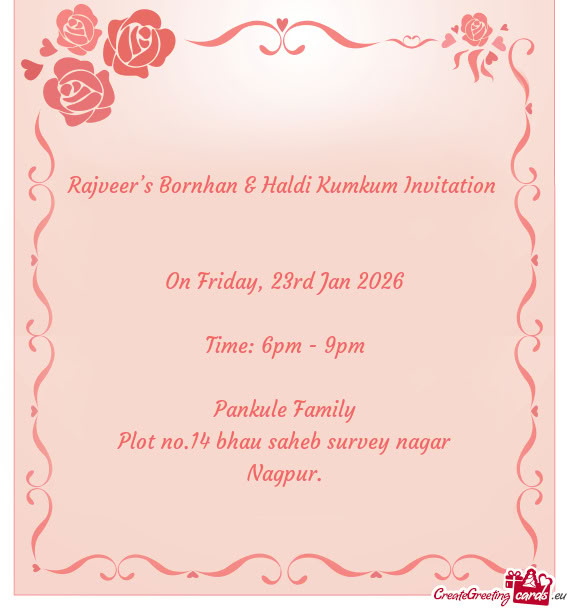 Rajveer’s Bornhan & Haldi Kumkum Invitation