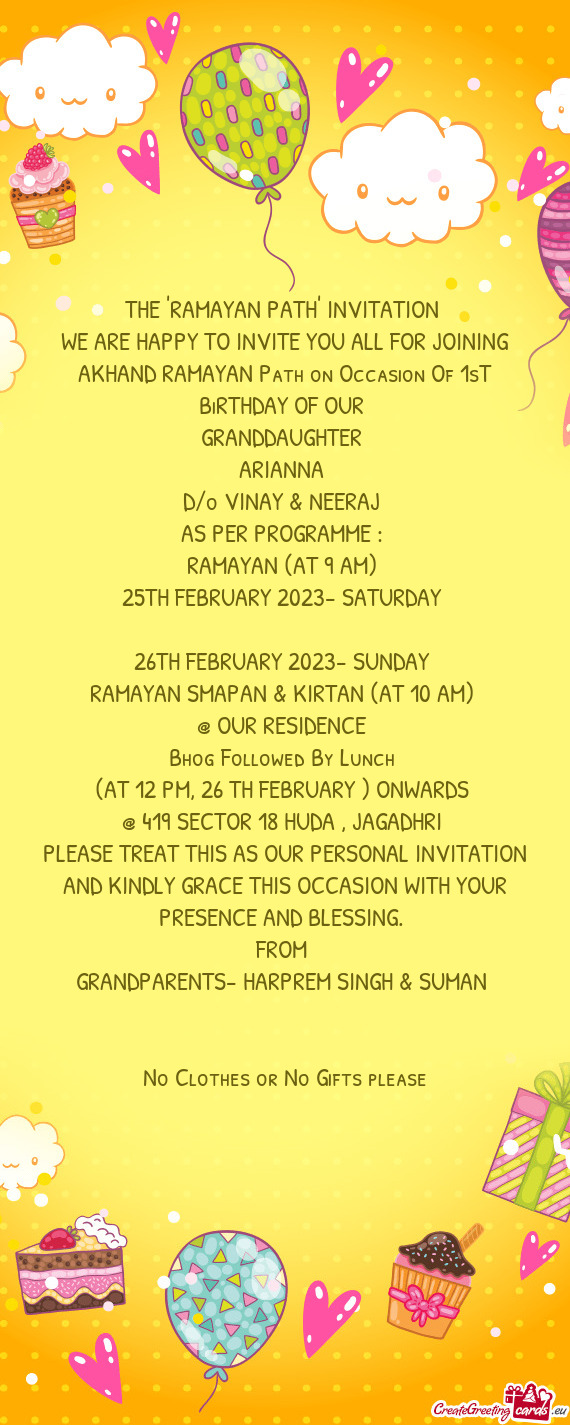 RAMAYAN SMAPAN & KIRTAN (AT 10 AM)