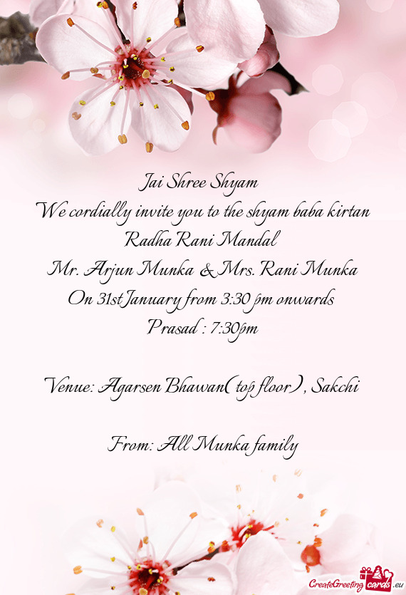 Rani Munka
 On 31st January from 3