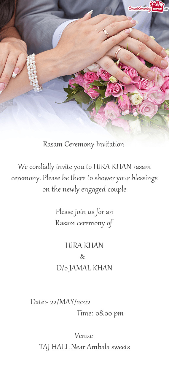 Rasam Ceremony Invitation