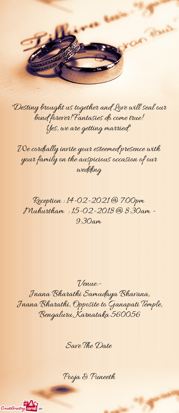 Reception : 14-02-2021 @ 7:00pm