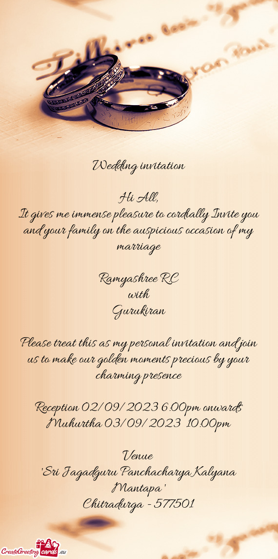 Reception 02/09/2023 6:00pm onwards